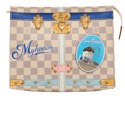Mykonos Toiletry Pouch 26, &pound;550, Handbags, Beige/Blue, Canvas, Front view